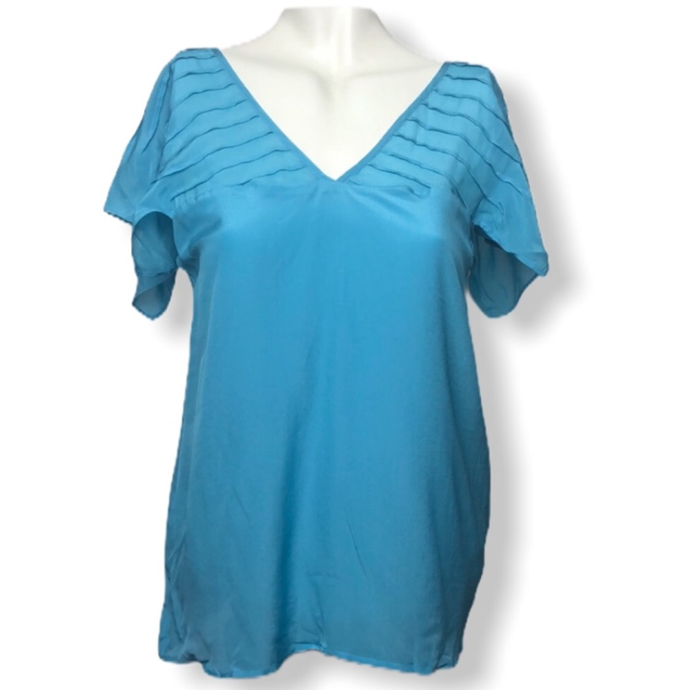 Massimo Dutti Blue Flutter Short Sleeve Top Size XS